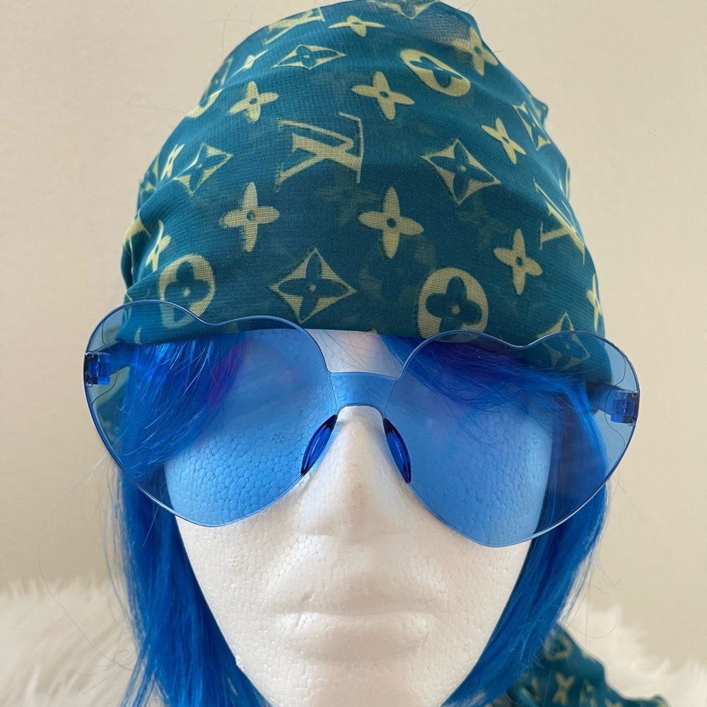 Blue Bob Wig and or Scarf - Picture 7 of 16